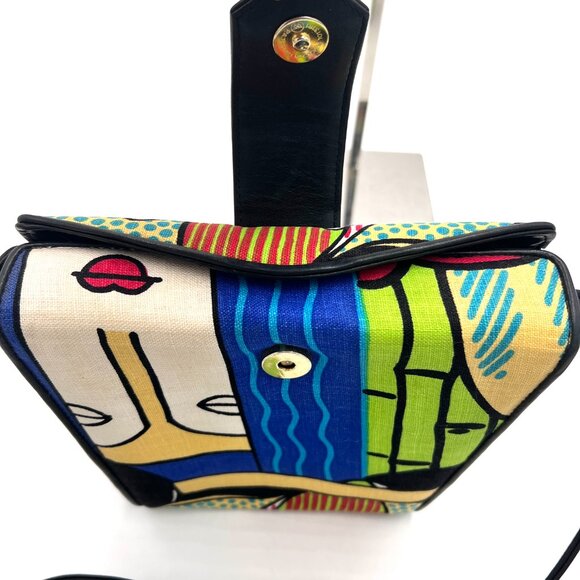 Vintage Crossbody Bag Multicolor Abstract Art - Picture 11 of 15